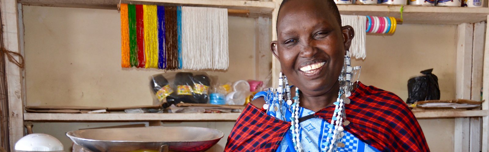 Tanzania - Entrepeneurship and Land Rights for Maasai Women  Mama Nalepo in her shop in the local market of Mamura village in Arusha, Tanzania.